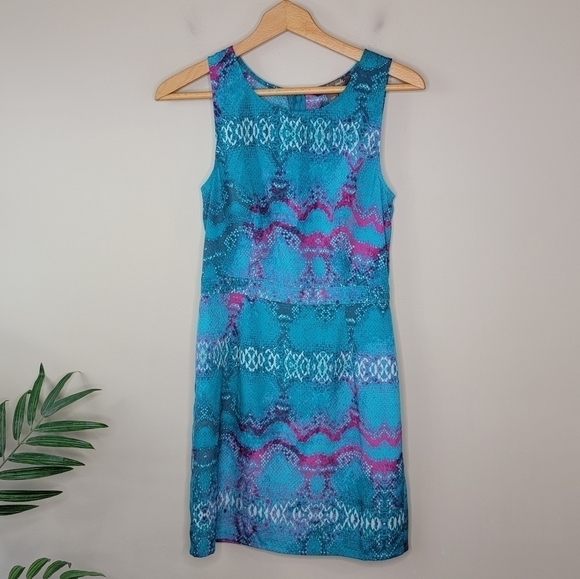 Charlie Jade | Teal & Pink Snake Print Dress - Picture 5 of 5